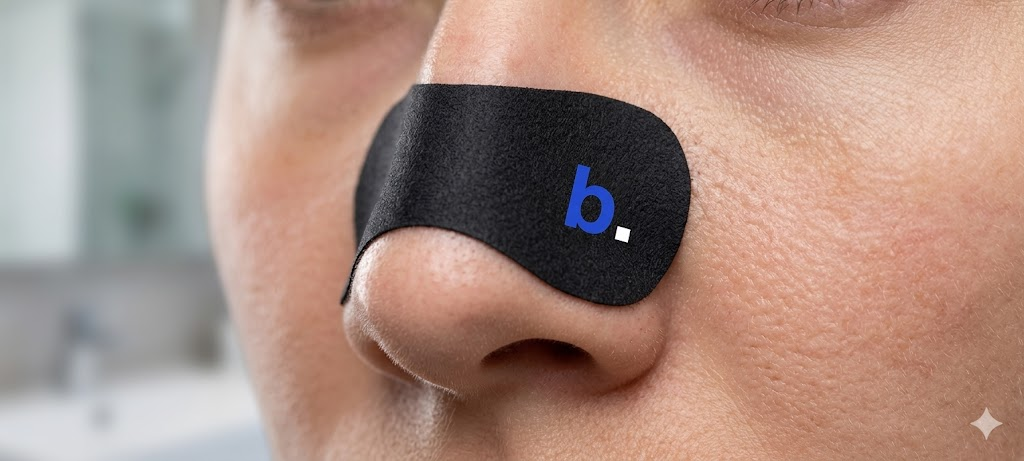Boceto de nariz con tira nasal Breathy aplicada